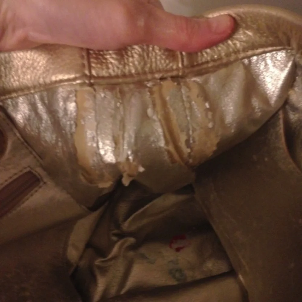 Michael Kors gold metallic leather bag